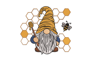 Honeybee Gnome Embroidery Design