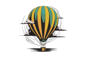 Hot Air Balloon Flying Embroidery Design