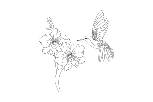 Hummingbird and Orchid Embroidery Design