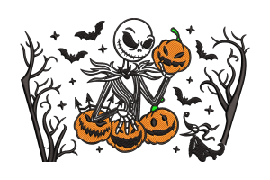 Jack-O'-Lantern Skeleton Embroidery Design