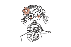 Knitting Girl Embroidery Design