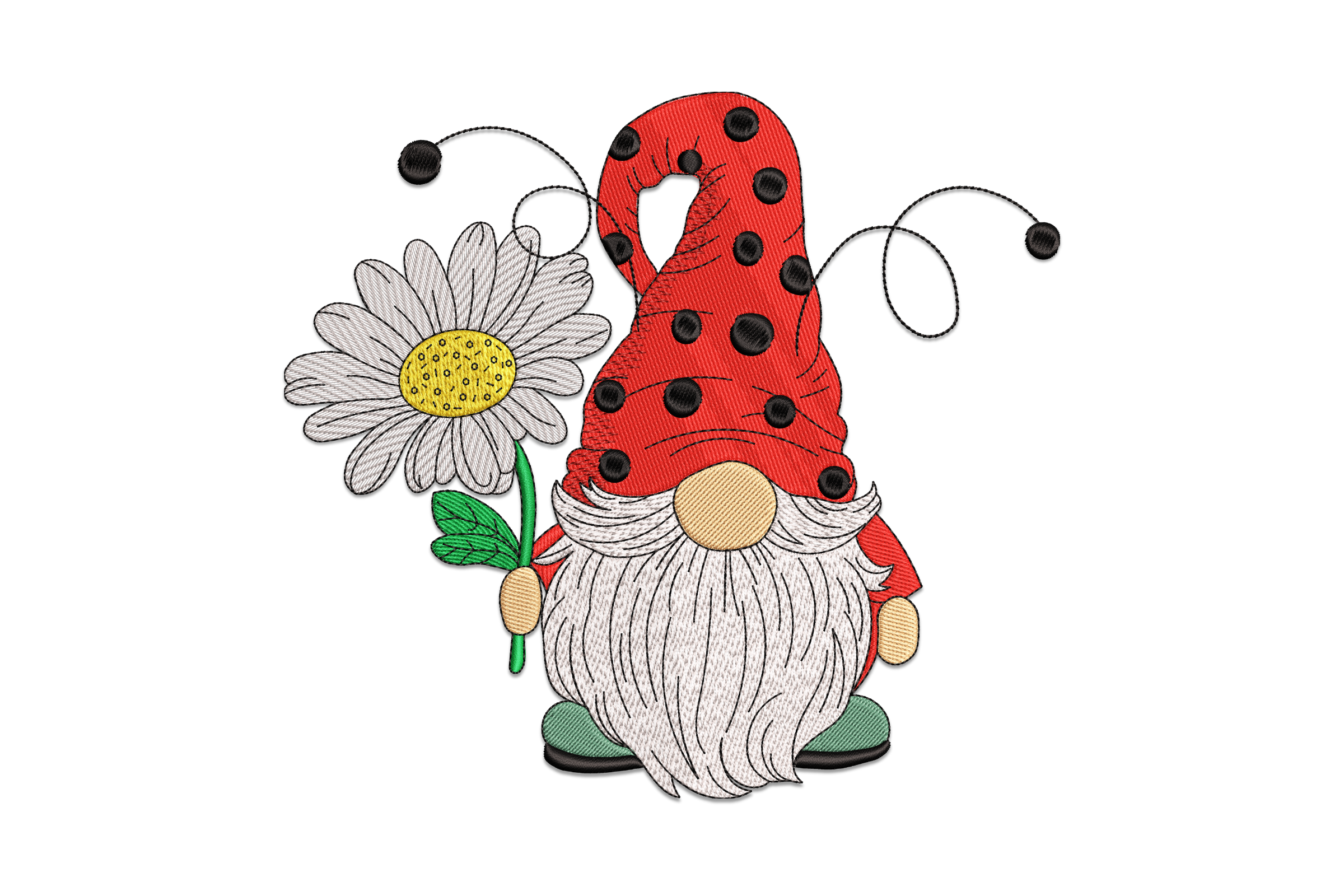 Ladybug Gnome Embroidery Design