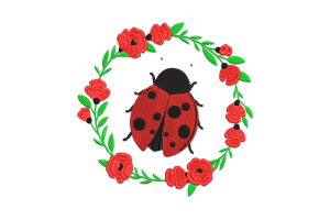 Ladybug Wreath Embroidery Design