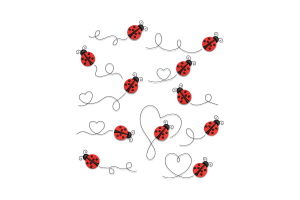 Ladybug and Heart Trail Embroidery Design