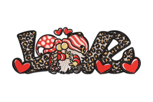 Leopard Valentines Gnome Embroidery Design