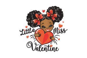 Little Miss Valentine Embroidery Design
