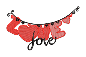Love Banner Embroidery Design