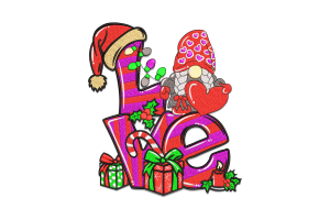 Love Christmas Gnome Embroidery Design