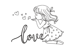 Love Kissing Girl Embroidery Design