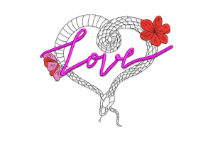Love Snake Heart Machine Embroidery Design