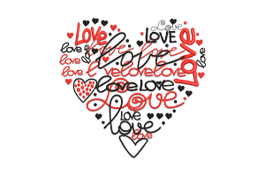 Love Word Art Heart Embroidery Design