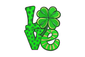 Love and Shamrock Embroidery Design