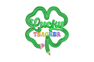 Lucky Teacher Clover Embroidery Design