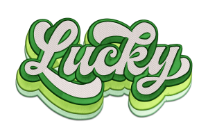 Lucky Text Embroidery Design