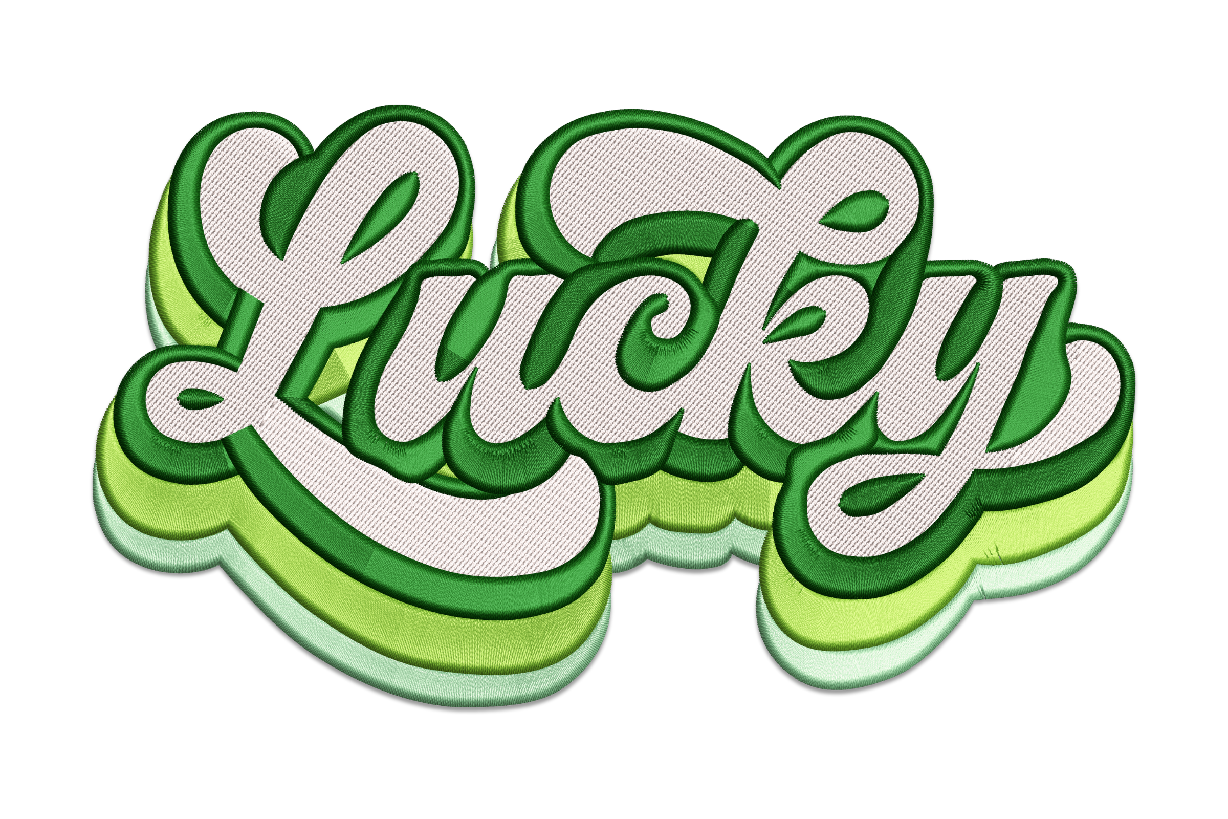 Lucky Text Embroidery Design
