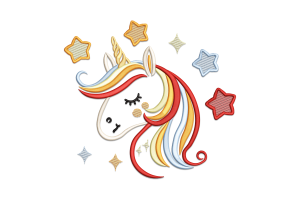 Magical Unicorn Head Embroidery Design