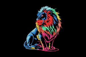 Majestic Rainbow Lion Embroidery Design