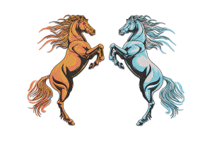 Majestic Rearing Horses Embroidery Design