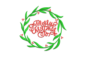 Merry Christmas Wreath Embroidery Design