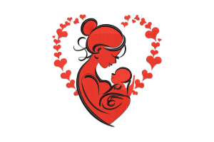 Mother and Baby Embroidery Design