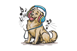 Musical Dog Embroidery Design