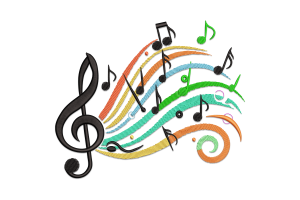 Musical Notes with Swirls & Symbols Embroidery Design