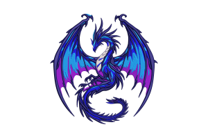 Mystical Blue Dragon Embroidery Design