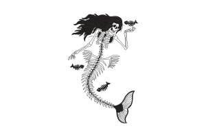 Mystical Mermaid Skeleton Embroidery Design