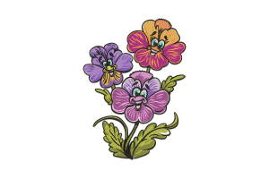 Pansy Flower Embroidery Design