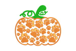 Paw Print Pumpkin Embroidery Design