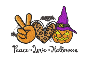 Peace Love Halloween Embroidery Design