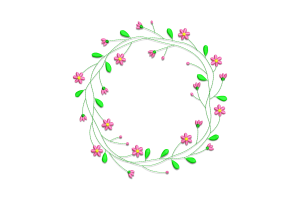 Pink Floral Wreath Machine Embroidery Design