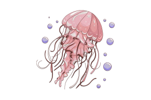 Pink Jellyfish Embroidery Design