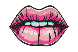 Pink Lips Embroidery Design