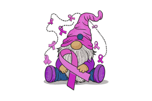 Pink Ribbon Awareness Gnome Embroidery Design