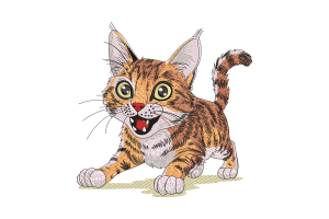 Playful Calico Cat Embroidery Design