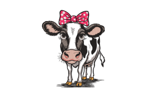 Polka Dot Bow Cow Embroidery Design