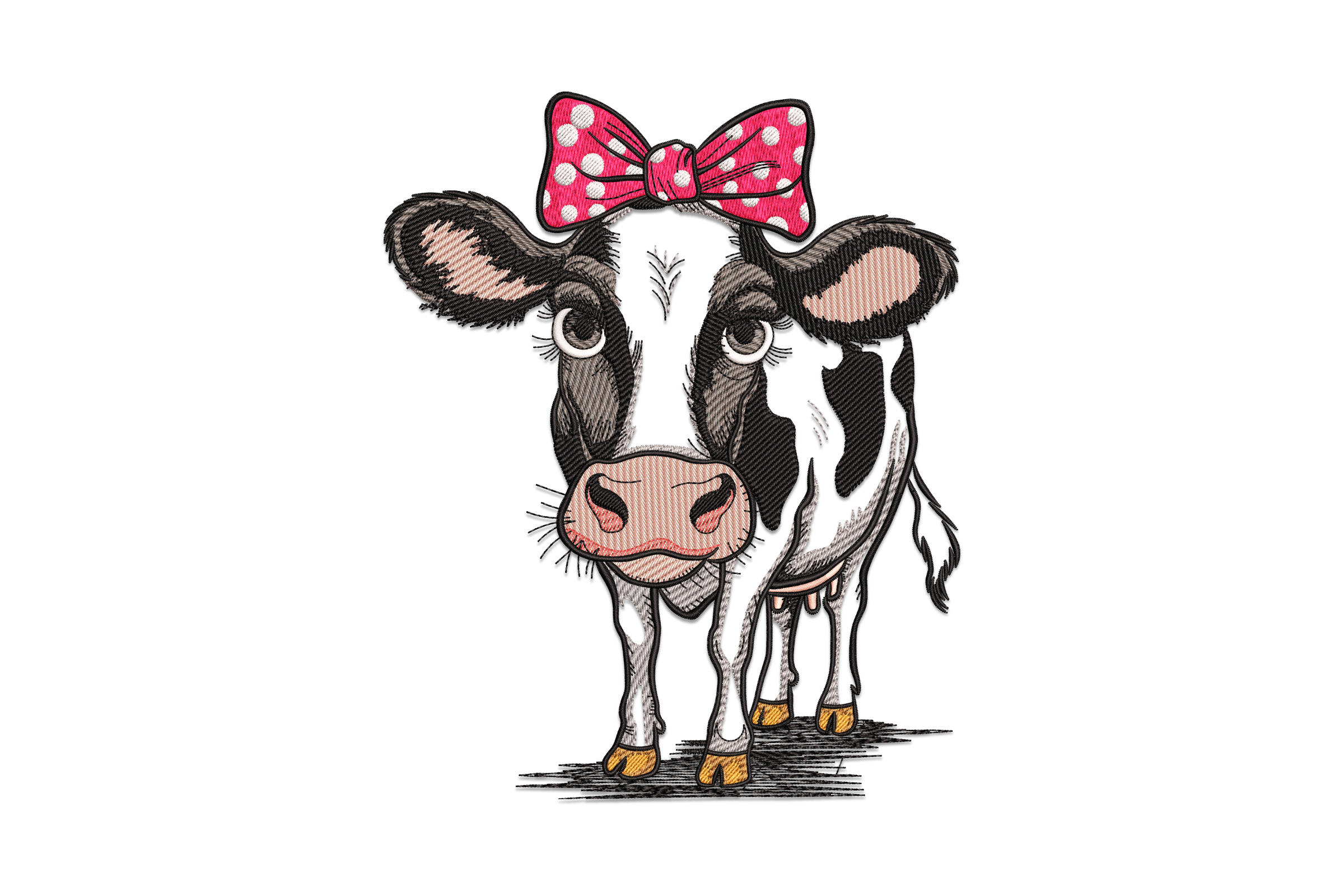 Polka Dot Bow Cow Embroidery Design