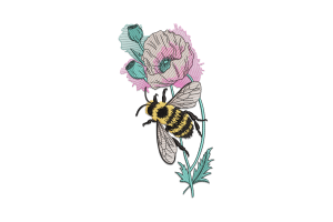 Poppy and Bee Embroidery Design