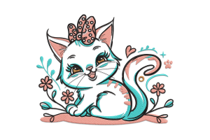 Premium Adorable Kitty Embroidery Design
