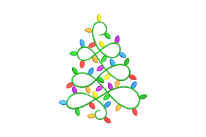 Premium Christmas Lights Tree Embroidery Design