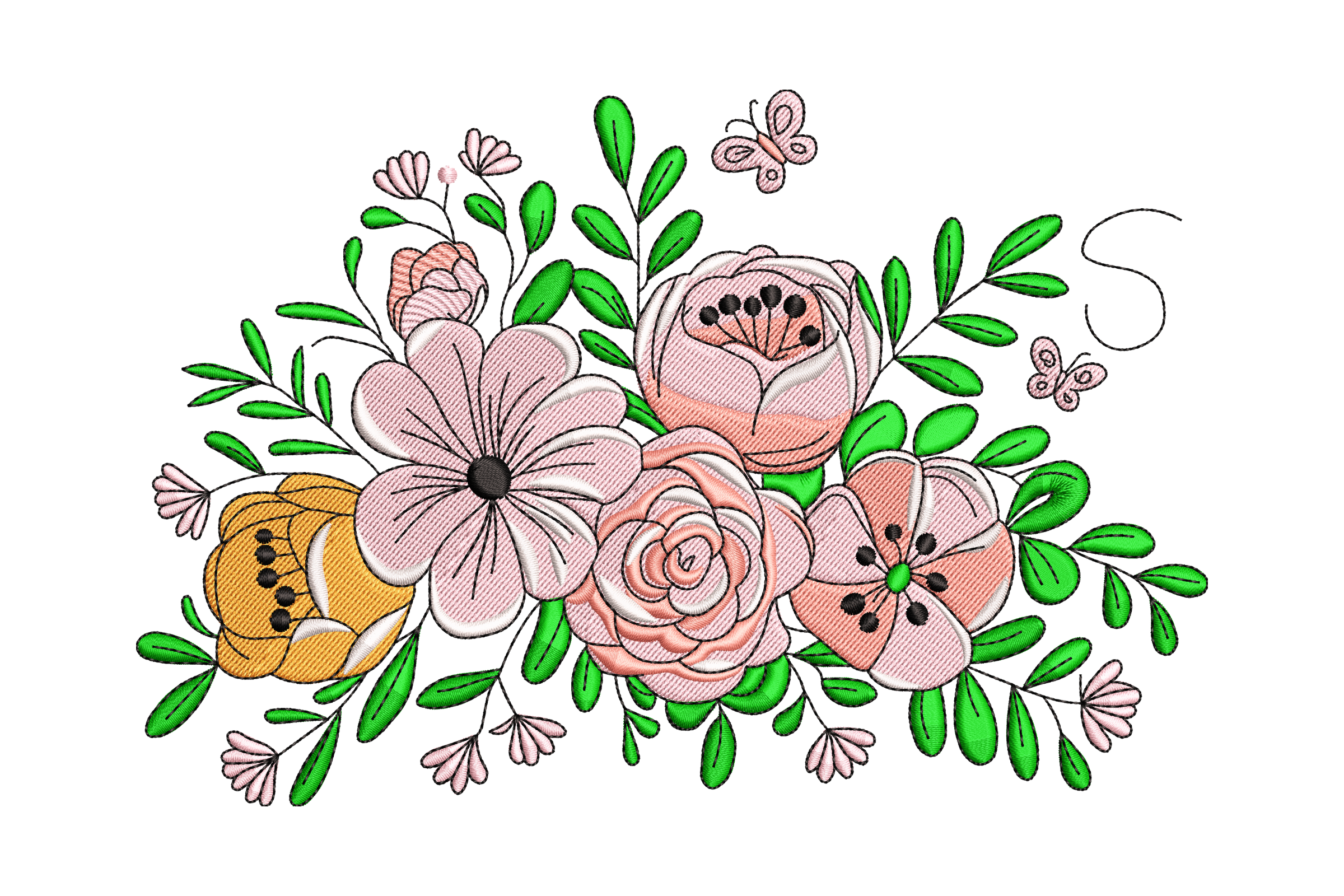 Premium Floral Bouquet Embroidery Design