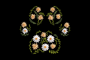 Premium Floral Paw Print Embroidery Design