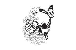 Premium Floral Skull Embroidery Design