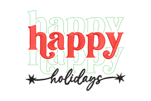 Premium Happy Holidays Christmas Embroidery Design