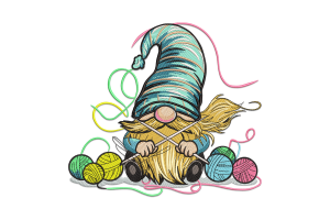 Premium Knitting Gnome Embroidery Design