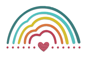 Premium Rainbow Heart Embroidery Design