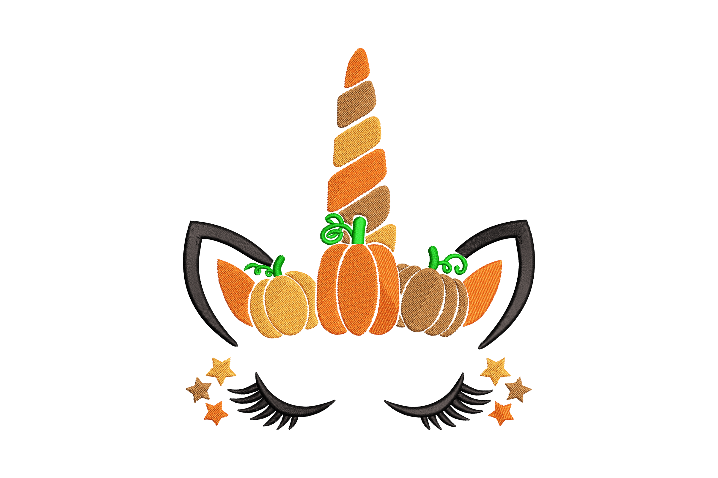 Pumpkin Unicorn Embroidery Design
