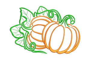 Pumpkin and Leaves Embroidery Design