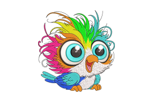 Rainbow Owl Embroidery Design